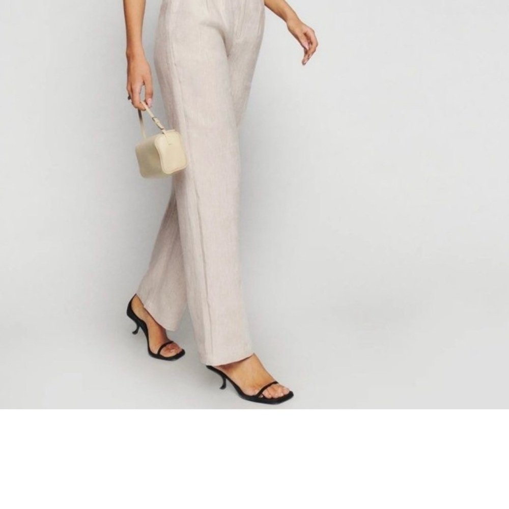 NEW Reformation Olivia Linen Pant in Oatmeal Beige | size 2